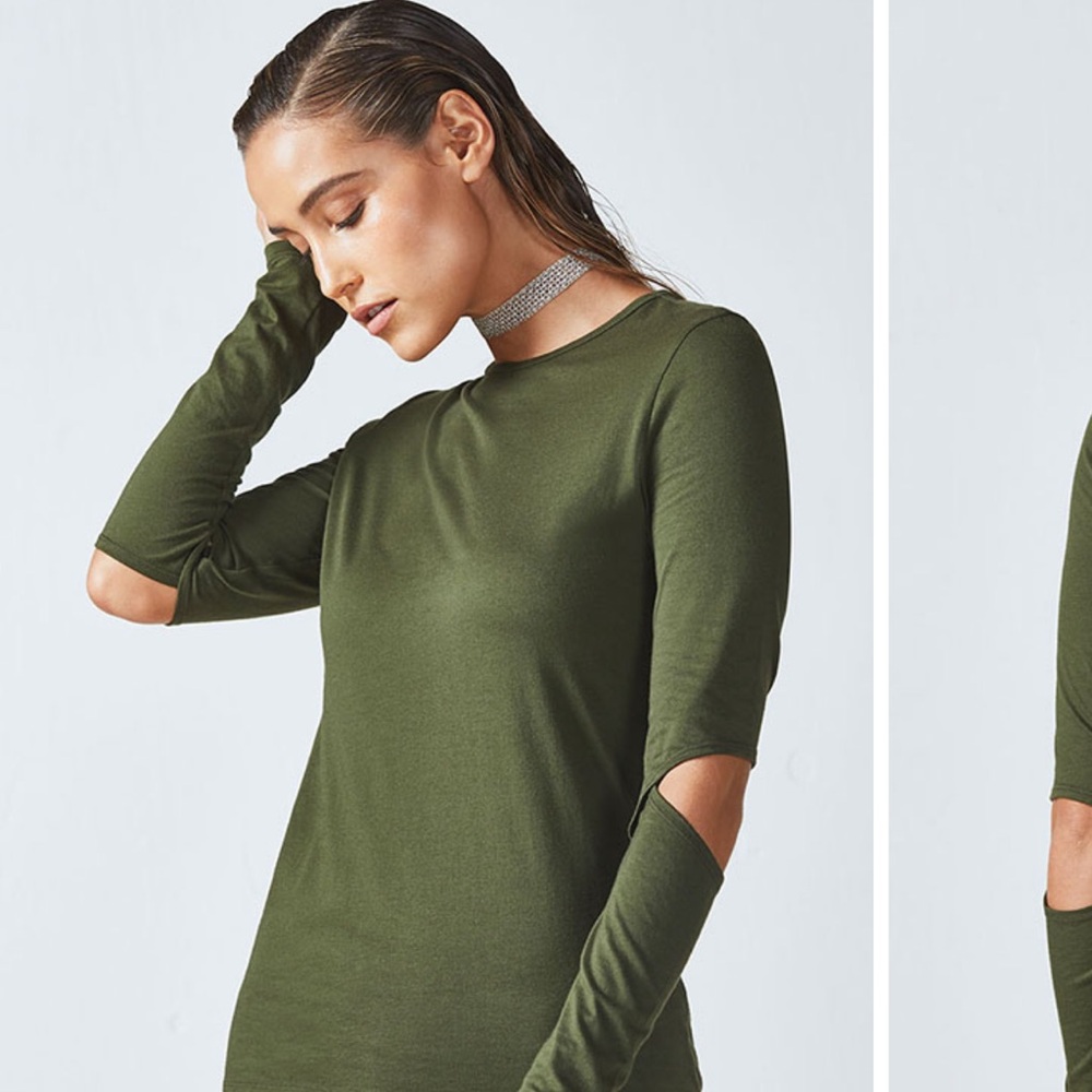 Fabletics Green Cut Out Long Sleeve